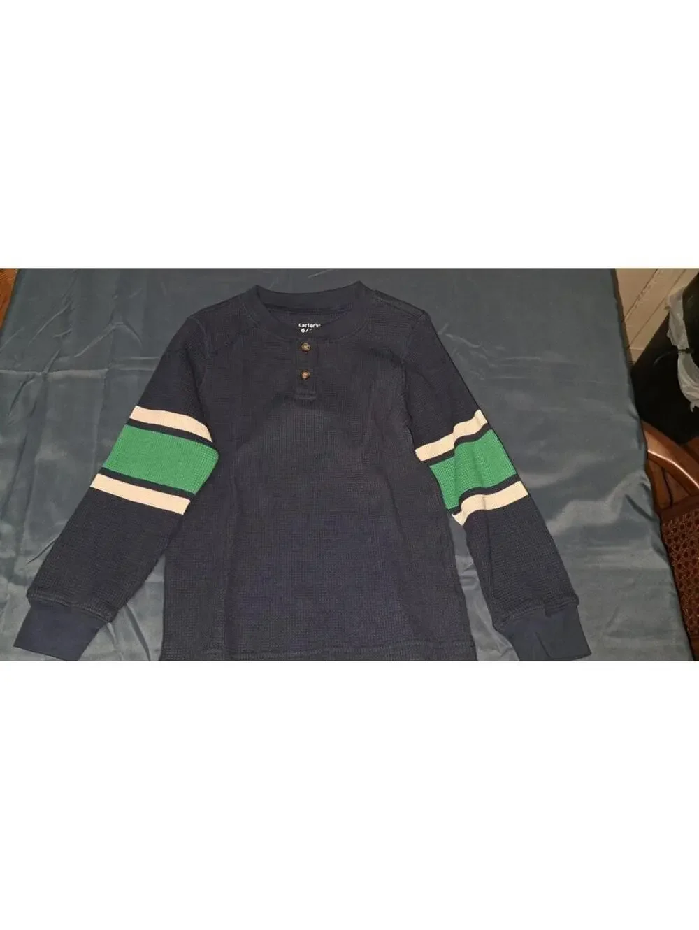 Carters: Boys Size 6/6A Navy/Green‎ Long Sleeve Thermal Shirt